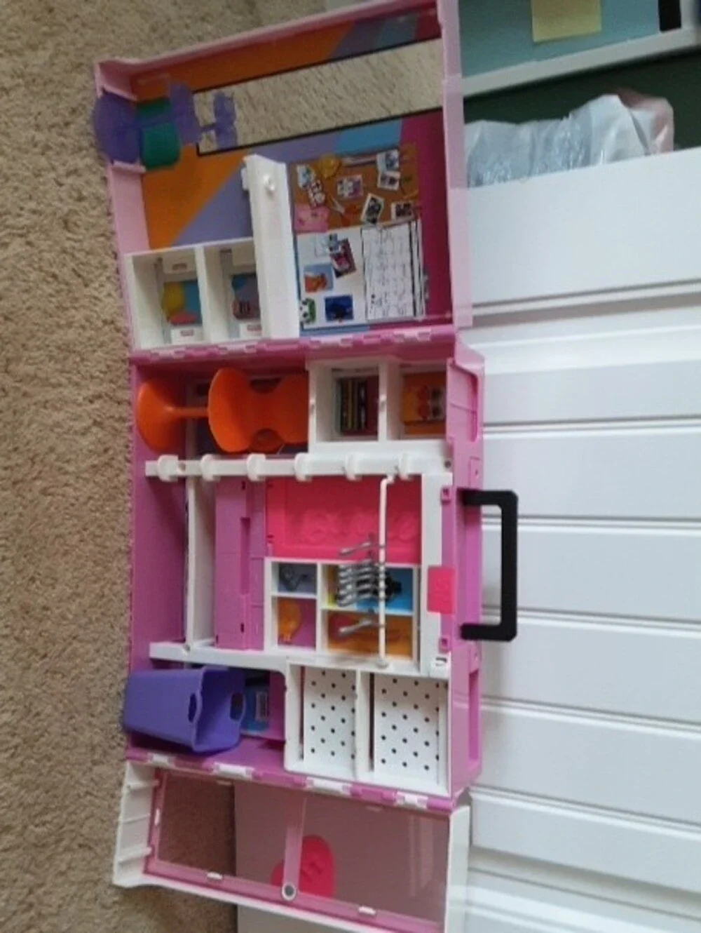 Barbie Closet With A Pile Of Random Doll Clothes And Accesories